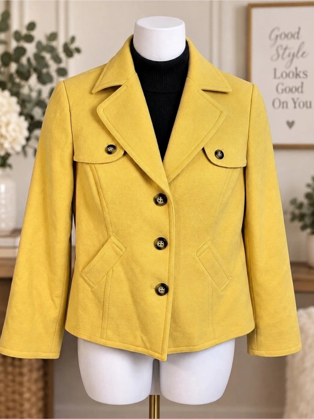 Evan-Picone Stretch Yellow Tailored Jacket Blazer Size 10